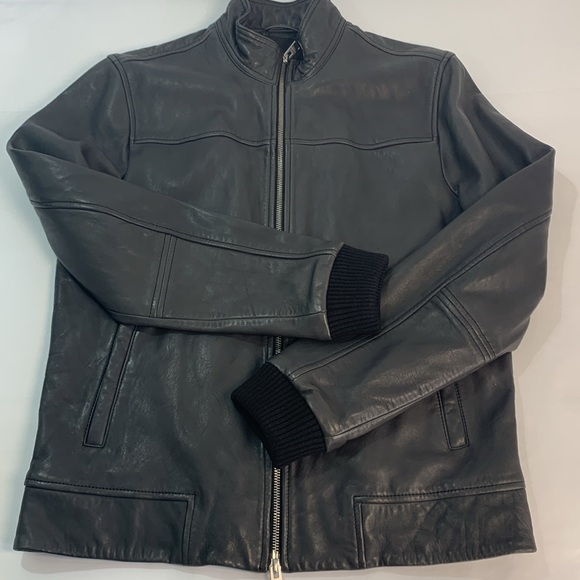 Men’s All Saints Astoria buttery soft lamb leather jacket size medium - Picture 6 of 16